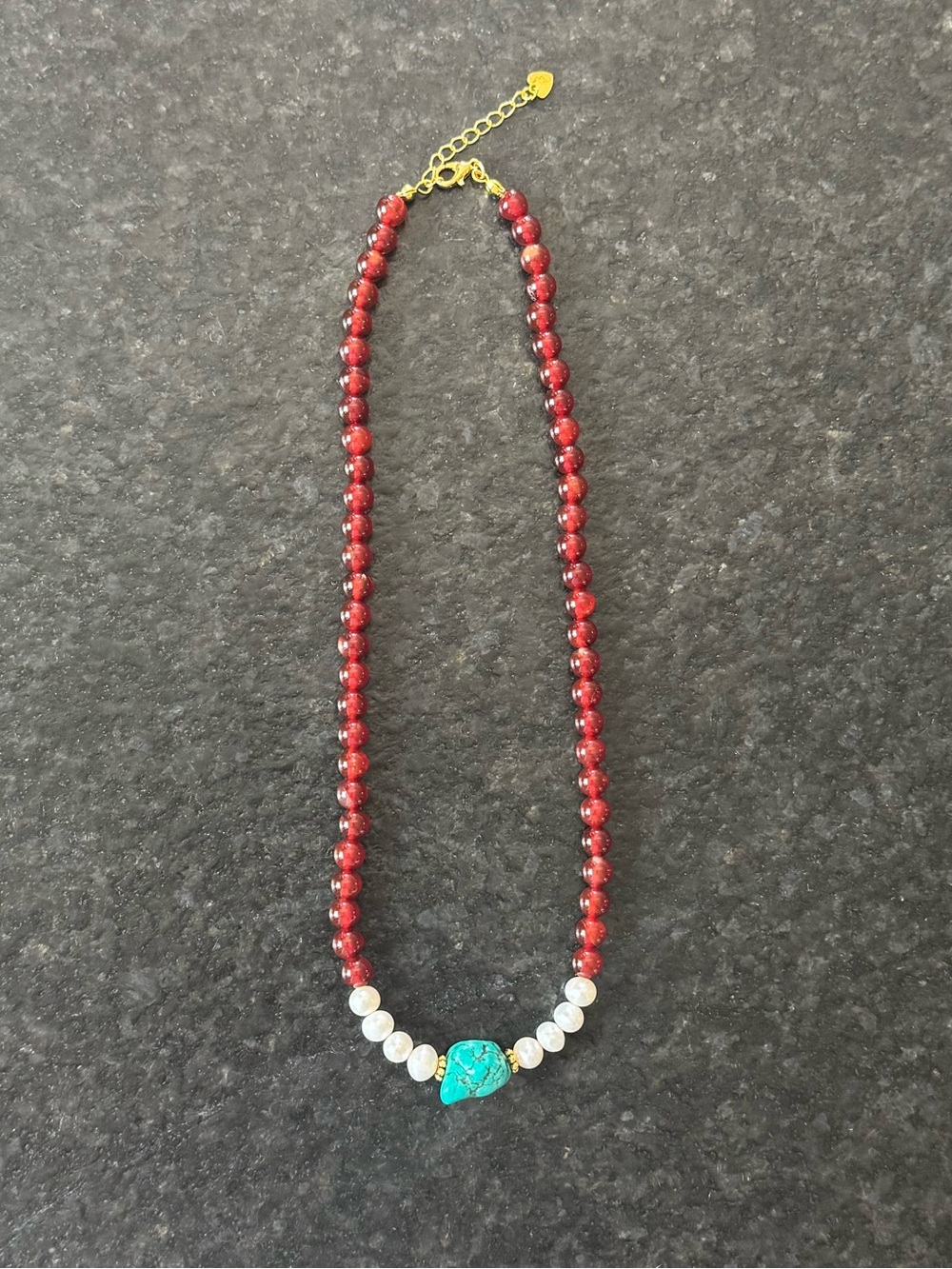 NWOT Tuckernuck Red Agate, Pearl, and Turquoise Necklace